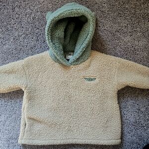 GAP Cream and Green Sherpa Hoodie Sweatshirt